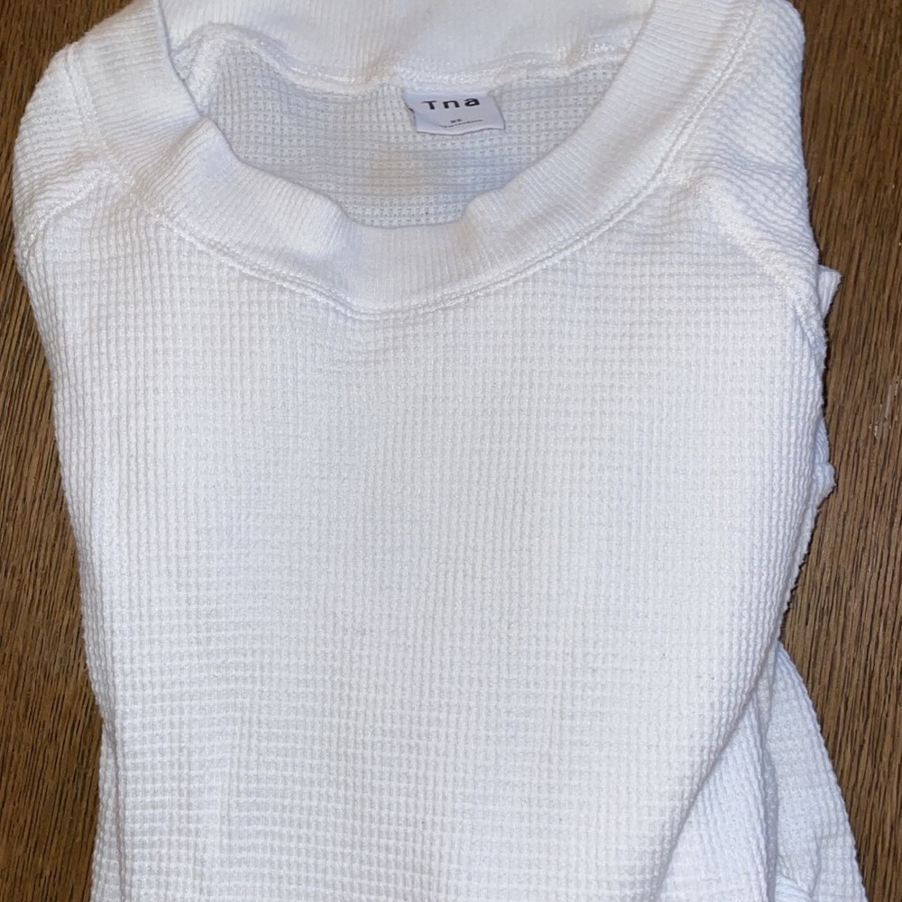 TNA women’s waffle white sweater